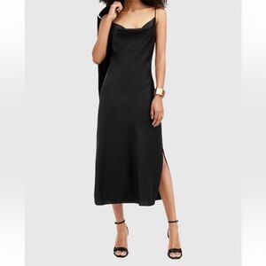 AllSaints Hadley Cowl Neck Black Slip Dress NWT